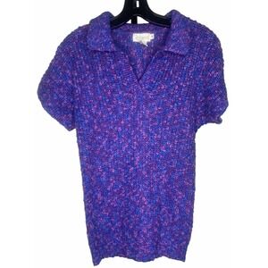VTG Rafaella women's Sweater Purple Short Sleeve Preppy 80s Retro size small‎
